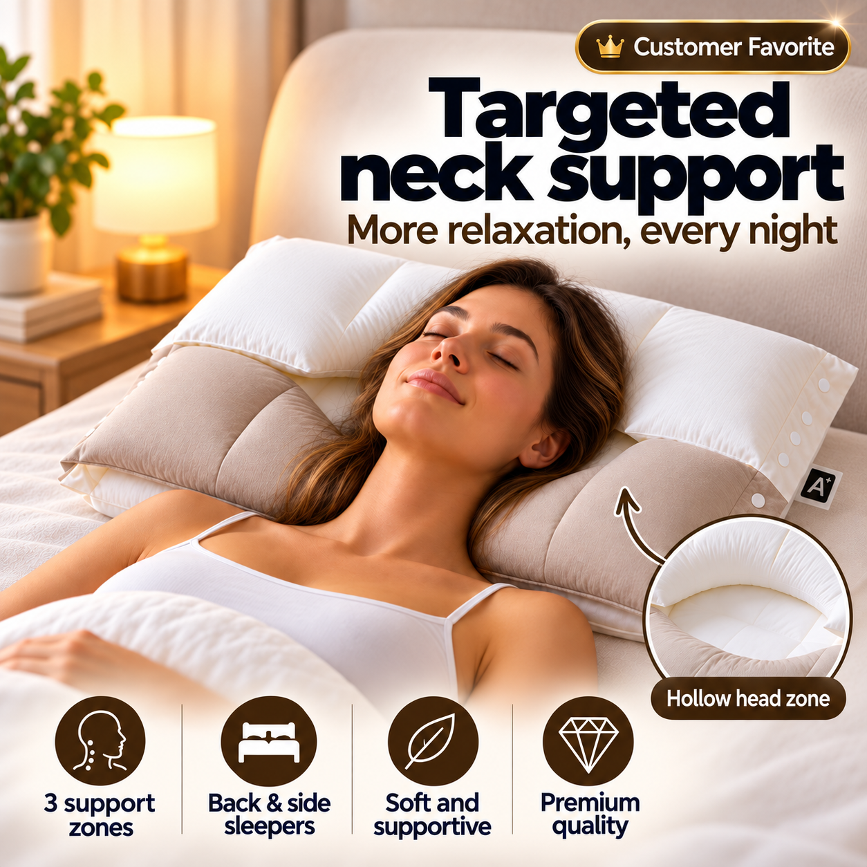 3-Zone Relax Neck Support Pillow