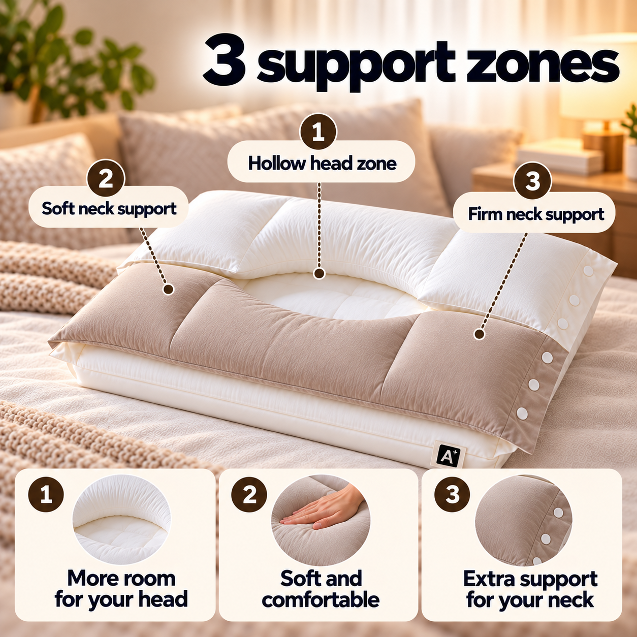 3-Zone Relax Neck Support Pillow
