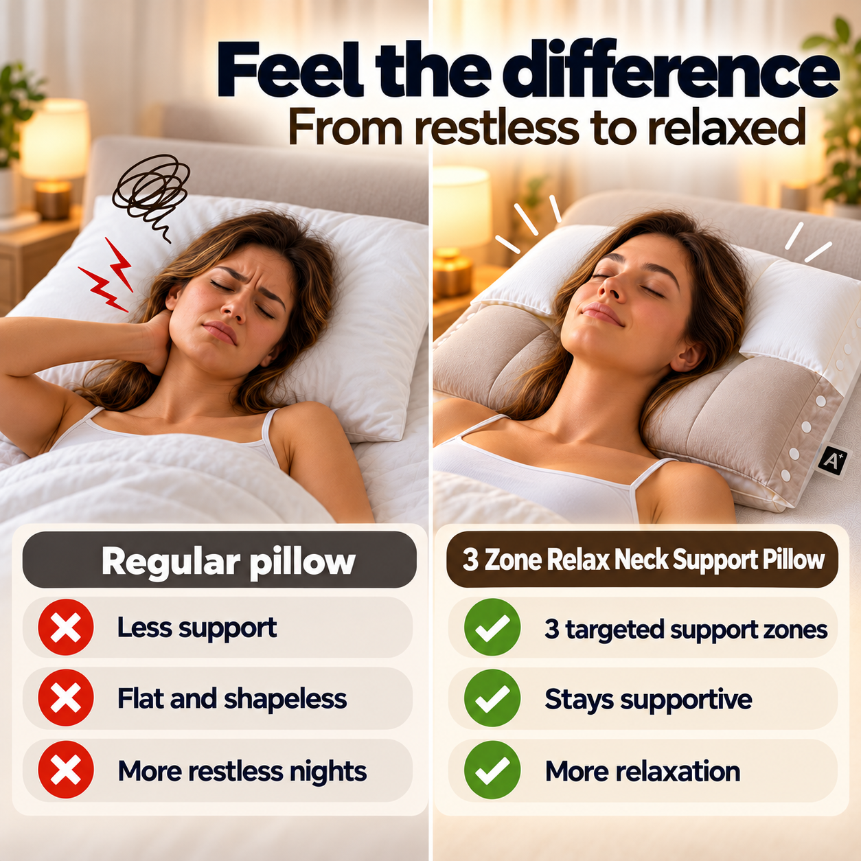 3-Zone Relax Neck Support Pillow